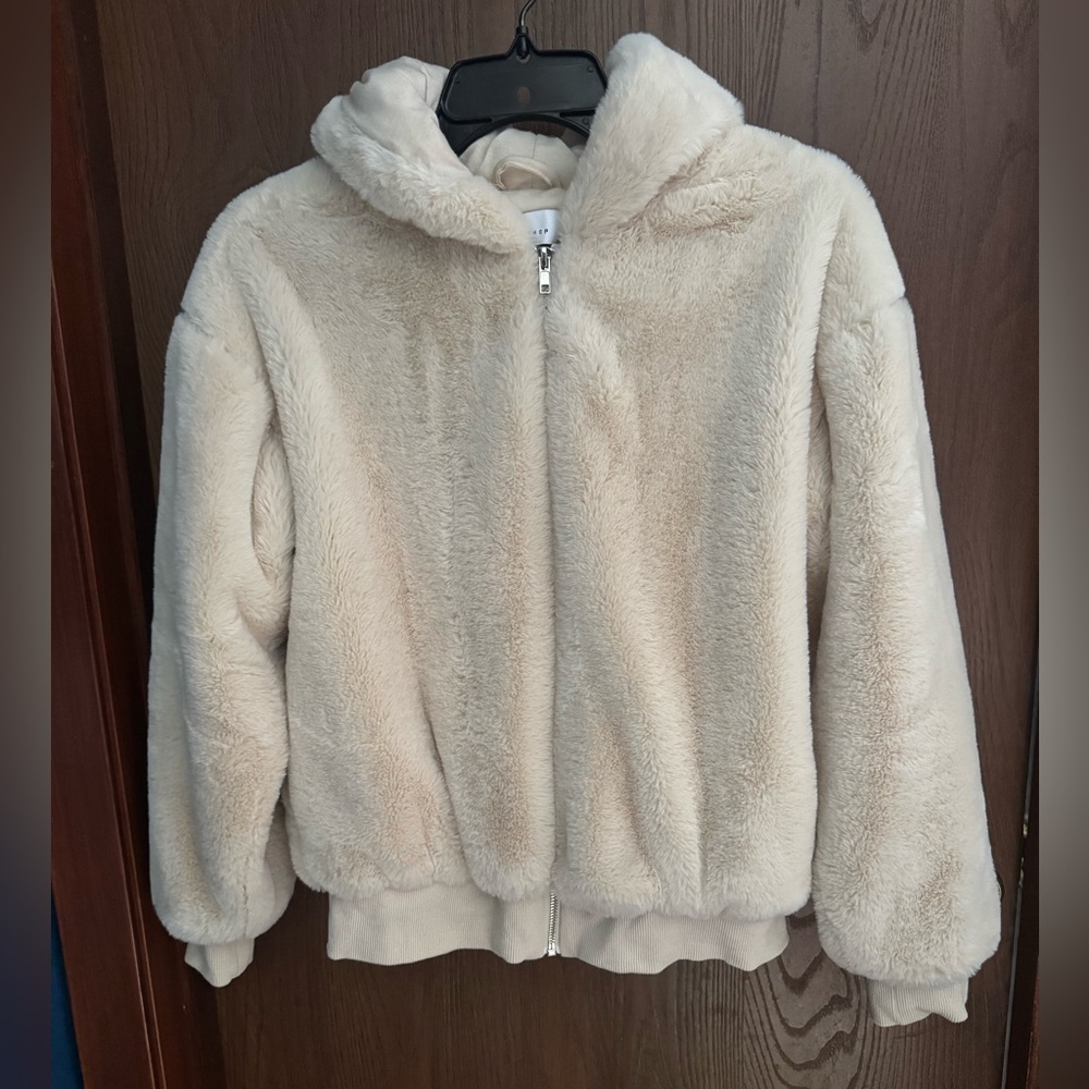 Top Shop white faux fur jacket